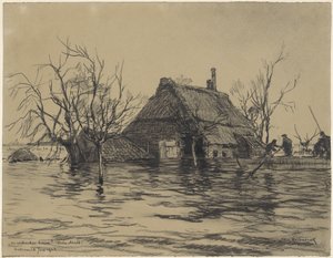 Flooded Farm at Neder-Asselt (Land of Maas and Waal) by Johan Hendrik van Mastenbroek