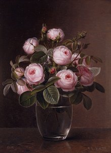 Roses in a Glass Vase by Johan Laurents Jensen
