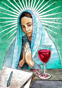 Spiritual Woman Contemplating by Johan Liewendahl
