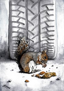 Squirrel by Tire Track by Johan Liewendahl