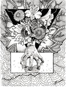 Surreal Hand Floral Reflection by Johan Liewendahl