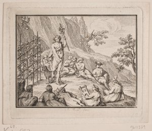 Vignette. Bacchus and the Muses