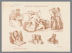 Caricature of Different Types of Newspaper Readers, 1870 by Johan Michaël Schmidt Crans
