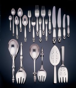 Acorn pattern flatware service by Johan Rohde