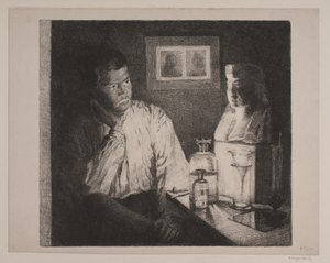 A Man Observing a Bust