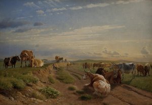 A Milking Place near Vognserup Manor, Zealand by Johan Thomas Lundbye