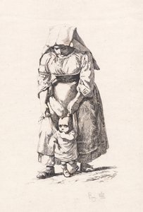 A Peasant Woman from Civitella Leading Her Small Child on a Leash