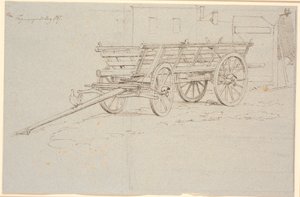 A Harvest Wagon with a Cackling Hen on the Wagon Pole by Johan Thomas Lundbye