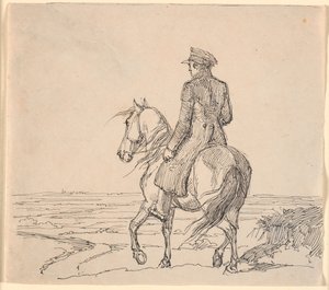 A Rider Seen from Behind Riding into a Vast Landscape by Johan Thomas Lundbye