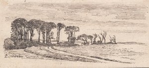 Landscape with a row of trees by Johan Thomas Lundbye
