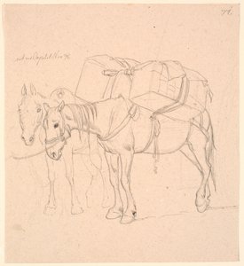 Two Horses with Packs by Johan Thomas Lundbye