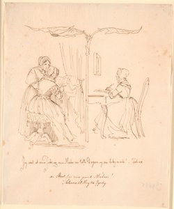 Divided Representation with Two Letter-Reading Ladies on the Left and a Letter-Writing Lady on the Right by Johan Thomas Lundbye