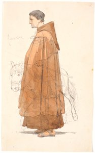 Young Franciscan Monk Standing in Profile, with a Riding Campagnol Drawn Above