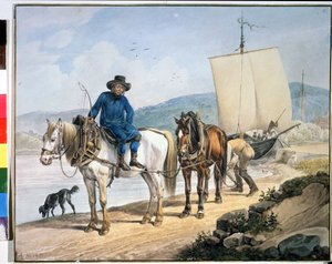 A Horse and Cart at the River by Johann Adam Klein