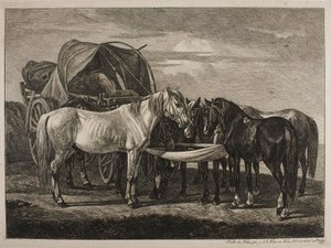 Horses by a Hungarian Cart by Johann Adam Klein