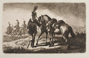 Hussar with Horses by Johann Adam Klein