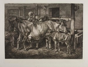 The Cows Being Groomed by Johann Adam Klein