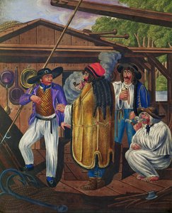 Coachdriver and sailors on a Danube-boat, from a series of Viennese types by Johann Adolph Opitz