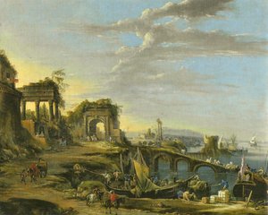 Coastal Landscape with Ancient Ruins by Johann Anton Eismann