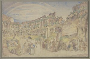 View of the Interior of the Colosseum in Rome with Scenes from Italian Folk Life by Johann Anton Ramboux