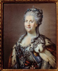 Portrait of Catherine II (1729-1796) Empress of Russia with the necklace of Saint Andrew and the cord of the cross of Saint George