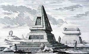 Pyramids Marking the Tomb of King Sotis of Egypt, from Entwurf einer historischen Architektur by Johann Bernhard (after) Fischer von Erlach