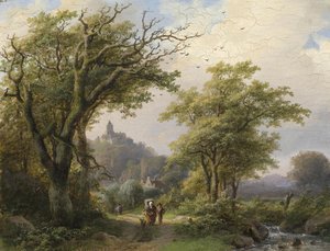 Wanderer by the Stream by Johann Bernhard Klombeck