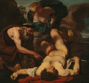 Selene and Endymion (formerly entitled The Death of Orion) by Johann Carl Loth (attributed to)