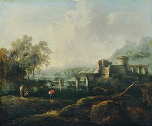 Ideal Landscape with River and Bridge Ruin (The Morning)