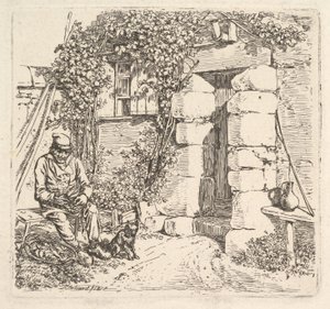 The Old Man and his Pomeranian Dog by Johann Christian Erhard
