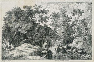 Landscape with Watermill (first attempt at copper engraving) by Johann Christian Reinhart