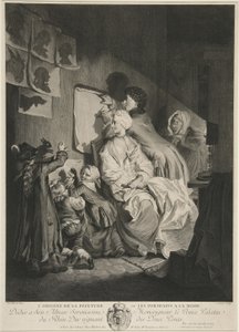 The Origin of Painting, or the Fashionable Portraits; pub. 1767 by Johann Eleazar Schenau