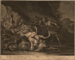 Ca. 1770 Allegorical Mezzotint of Africa by Johann Elias Ridinger