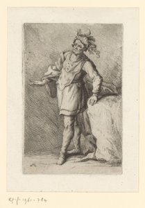 Standing Warrior with Feathered Beret (Soldiers from Classical Antiquity) by Johann Elias Ridinger