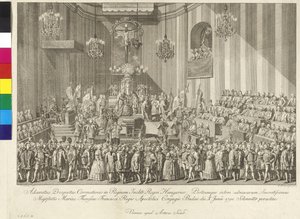 Coronation of Empress Mary Theresia as Queen of Hungary on 10 June 1792 in Budapest by Johann Ernst Mansfeld