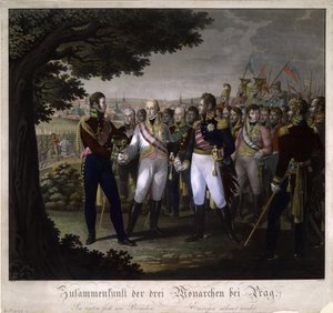 The meeting between Emperors Francis I of Austria, Alexander I of Russia and Frederick William III by Johann Friedrich Jügel