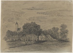 Landscape with Farmhouse and Tower by Johann Georg Schwartze (possibly)