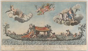 The Highly Ornamented Second Gondola of Francesco Antonio Berka Entering Venice, Gods on Carriages by Johann Georg Wolfgang