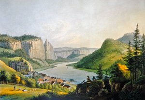 View of Wehlen on the Elbe near to Konigstein in Saxony, engraved by Johann-Friedrich Wizani