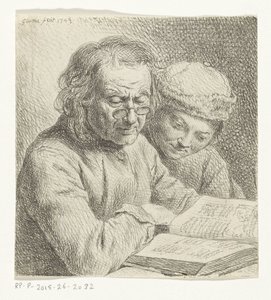 Man and Boy Reading a Book