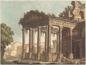 The Temple of Hercules at Cori by Johann Gottlieb Prestel, probably after Alessandro Moretti