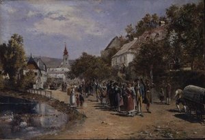 Procession in a Village Street in Austria