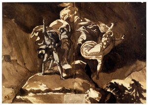 The Witches Floating Above Macbeth and Banquo