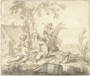 Allegorical Representation with Children and Attributes of Agriculture by Johann Heinrich Keller (II)