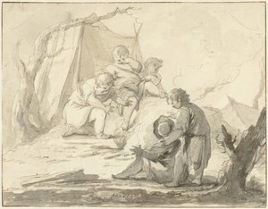 Allegorical Scene with Children Around a Fire by Johann Heinrich Keller (II)