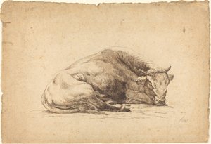 A Bull Sleeping by Johann Heinrich Roos