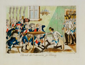 Austrian Soldiers Surprise a French Detachment in its Quarters at Bavai by Johann Hieronymus Loeschenkohl