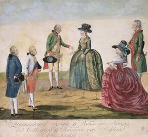 Meeting between Joseph II of Germany and Empress Catherine the Great at Koidak, 18th May, 1787 by Johann Hieronymus Loeschenkohl