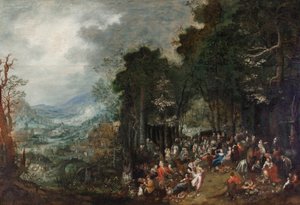 Landscape with Festive Gathering by Johann Jakob Hartmann