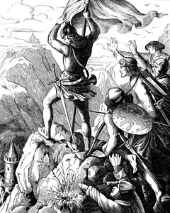 Otto I of Bavaria Prevents a Defeat of Emperor near Verona, Illustration from the Geschichte des deutschen Volkes by E. Duller